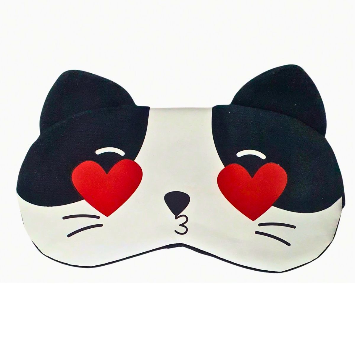 Máscara De Gato Preto Com Coração - Máscara De Descanso Com Bolsa De Gel Máscara De Gato Preto Com Coração - Máscara De Descanso Com Bolsa De Gel